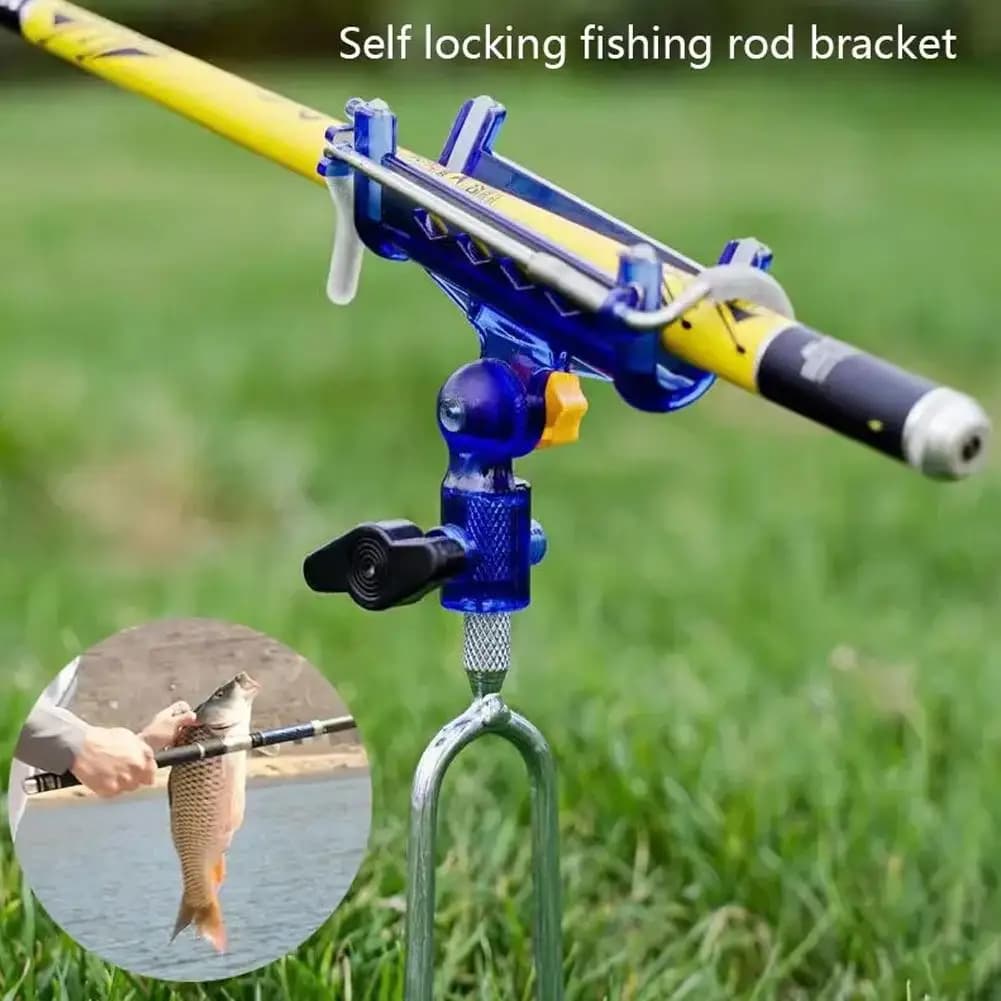 Adjustable Universal Fishing Rod Ground Stand - Thickened ABS Self-Locking Bracket, 360° Rotatable Fishing Rod Holder