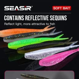 SEASIR 12pcs Soft Bait Lure Set 10PCS Soft Bait 2 Curved Hooks 8 Colors 1.8G 7CM Free Bait Box Fishing Lure Set