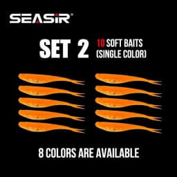 SEASIR 12pcs Soft Bait Lure Set 10PCS Soft Bait 2 Curved Hooks 8 Colors 1.8G 7CM Free Bait Box Fishing Lure Set