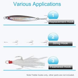 Treble Hooks 5X Strong Triple Fishing Hooks 10pcs/Box 2# 4# 6# 8# 10# for Big Game Trout Bluefish Salmon Kingfish Fishing
