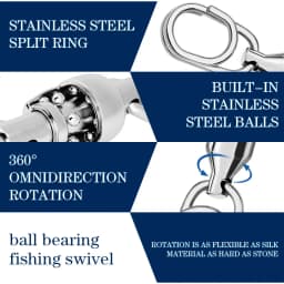 10Pcs Fishing Connector Rolling Swivel Snap Stainless Steel Swivels Ball Bearing Fast Snap Clip Fishing Lure Connector Tackle