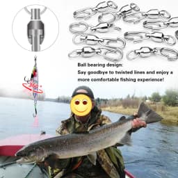 10Pcs Fishing Connector Rolling Swivel Snap Stainless Steel Swivels Ball Bearing Fast Snap Clip Fishing Lure Connector Tackle