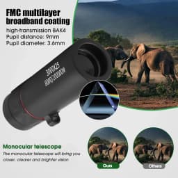 3000x25 monocular HD remote professional monocular, mini portable telescope, suitable for outdoor camping and hunting