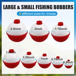7Pcs Fishing Float Fishing Bobbers Snap on Round Bobbers for Fishing Push Button Bobbers Floats 0.5-2.5inch Buoy Floats