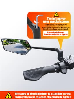 RBRL Bicycle Handlebar Rearview Mirror Automotive-Grade Wide Angle Ultra Clear Bike Mirror 360 Rotatable for Electric Scooter