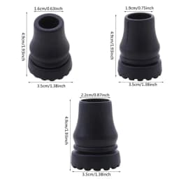 Rubber Pad Cap Non-Slip Walking Stick Crutch Cane Bottom Pads Cover Protector Climbing Hiking Trekking Pole Tip Black 16/19/22mm