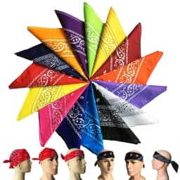 1/10pcs Fashion Hip Hop 100% Cotton Bandana Square Scarf 55cm*55cm Black Red Paisley Headband Printed For Women/Men/Boys/Girls