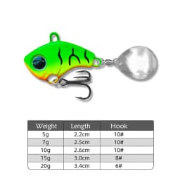 Testar Fishing Lures 5g 7g 10g 15g 20g Rotating Metal VIB Vibration Spinner Spoon Ice Fishing Jigs Trout Winter Fishing Baits