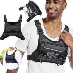 Outdoor Chest Bag For Men Front Rig Pouch Running Vest Phone Holder Tactical Sports Pack Hiking Fishing Molle Camping Backpack