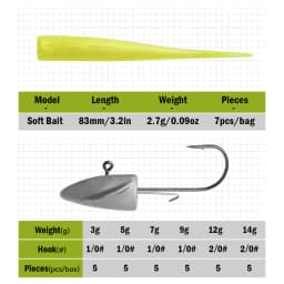 LEYDUN BR Soft Bait Fishing Lures 83mm 2.7g Jig Head Hook 3g 5g 7g 9g 12g 14g Winding & Darting Soft Fish For Sea Bass Pike Lure