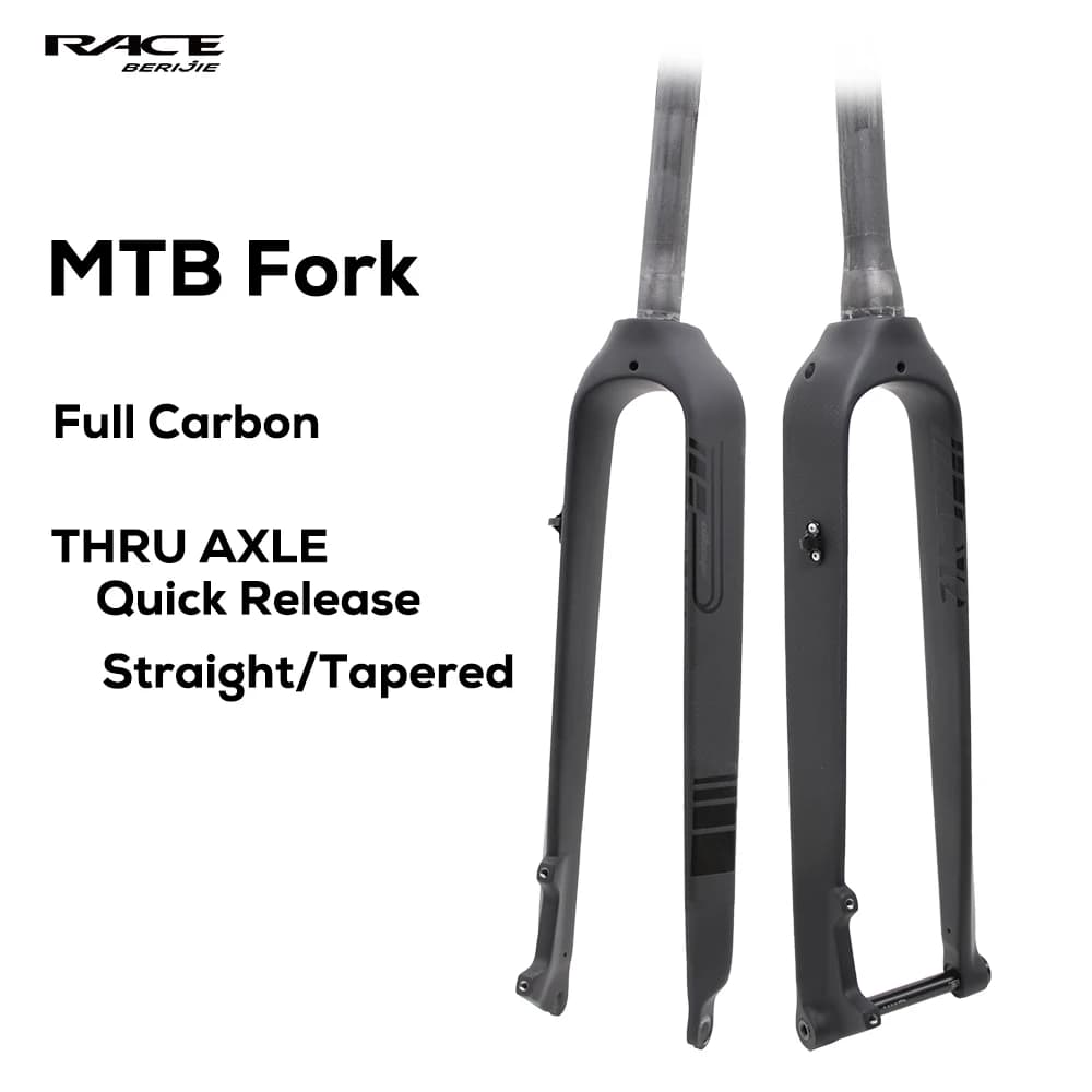 MTB Full Carbon Fiber Rigid Fork,Straight/Tapared Tube Bicycle Fork,9*100mm Quick Release,Thru Axle 15*100mm,26/27.5/29 Inch