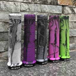 1pair 22.2mm Single-Sided Lock-On MTB/DH/BMX/Off-road Bike Rubber Handlebar Grips with Aluminum Alloy Lock Rings, Tie-Dye Design