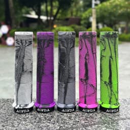 1pair 22.2mm Single-Sided Lock-On MTB/DH/BMX/Off-road Bike Rubber Handlebar Grips with Aluminum Alloy Lock Rings, Tie-Dye Design
