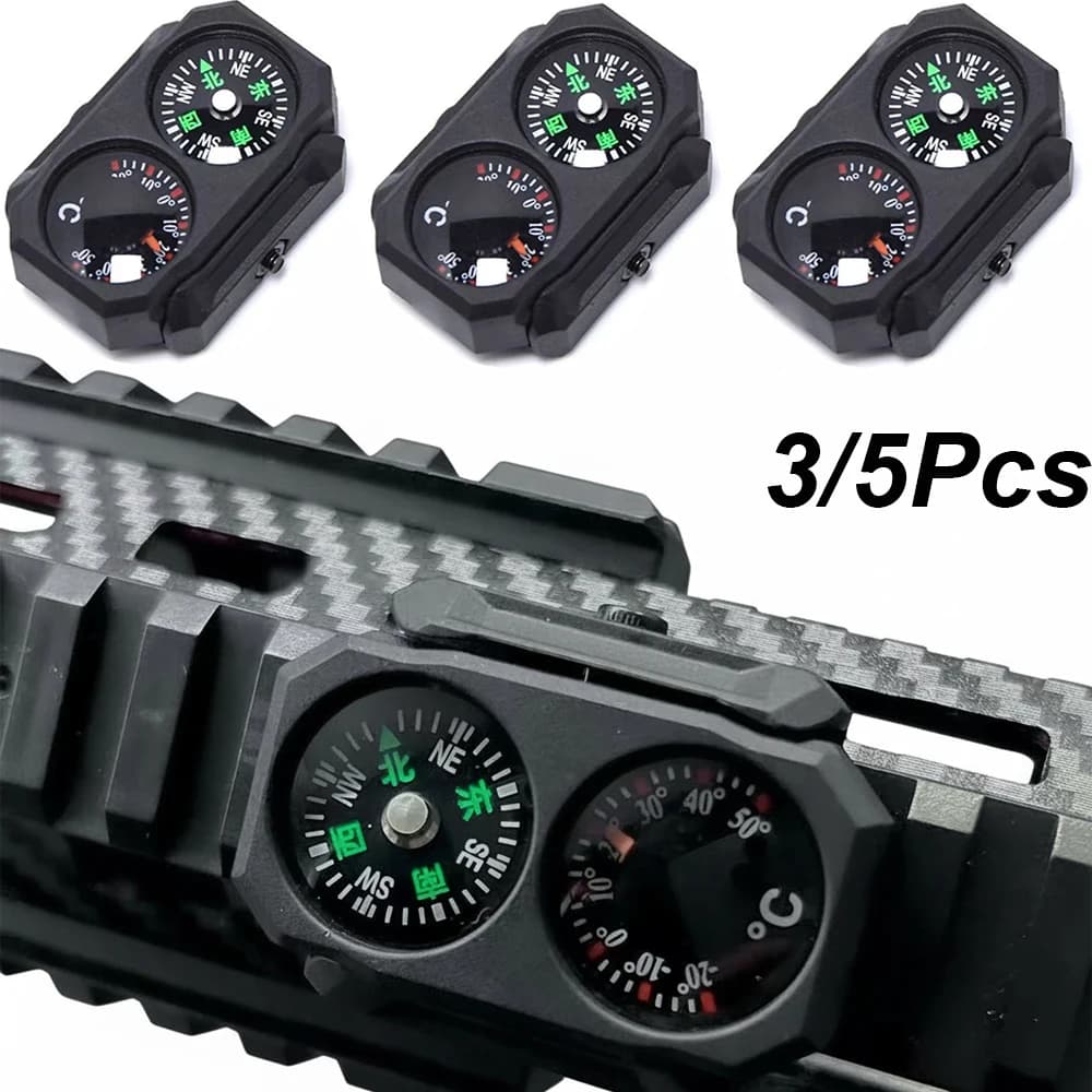 3/5Pcs Compass Thermometer Combo 2 in 1 Tactical Airsoft AR15 M4 M16 Compact Navigation Thermometer for 20mm Rail Gun Accessory