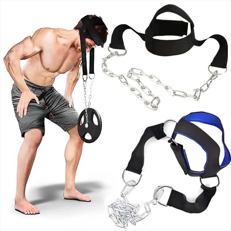 Head Neck Iron ChainTraining Harness Exercise Cervical Spine Strap Adjustable Power Gym Fitness Weight Bearing Cap Socket Device