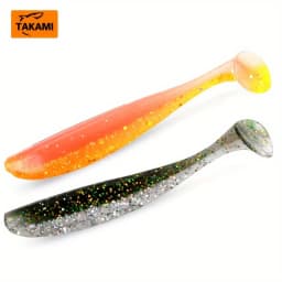 35pcs Soft Fishing Lures Kit with 10pcs Jig Head Hooks 25pcs Two-Color T Tail Colorful Silicone Soft Plastic Fishing Tackle