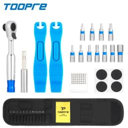 TOOPRE Bicycle Ratchet Wrench Repair Set Portable Edition Multi Functional Bike Tire Wrench Tyre Tire Patch Repair Tool Kits