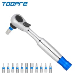 TOOPRE Bicycle Ratchet Wrench Repair Set Portable Edition Multi Functional Bike Tire Wrench Tyre Tire Patch Repair Tool Kits