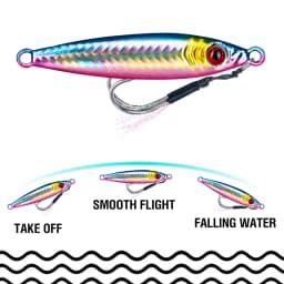 6Pcs Metal Jig Fishing Lure Luminous Casting Lures 7-100g 3D Eyes Slow Sinking Artificial Hard Bait with Double Assist Hook