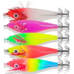 1pc 5pcs Glowing Squid Hooks - Horizontal Shrimp Lures - Baits for Egi,Cuttlefish Squid Jigs,Hard Baits for Octopus Fishing