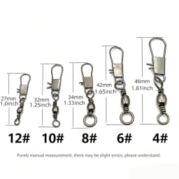 100pcs 5 Size Swivel Fishing Connector Snap Pin Rolling Swivels for Lure Line Hook Tackle Connectors Gear Fish Tool Accessories