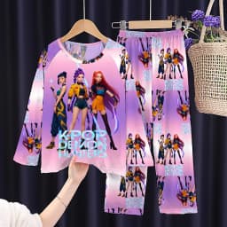 New Spring Pijamas Long Sleeve Print Cartoon Hunter Pajamas Set Kids Boys Girls Sleepwear Nightwear Homewear Clothes Set