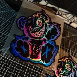 1PC Holographic Scary Bear Waterproof Vinyl Sticker For Car Motorcycle Helmet Laptop Decor Decal