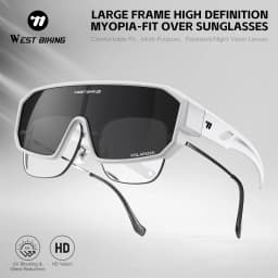 WEST BIKING Polarized Cycling Glasses Fit Over Myopic Sunglasses HD Large Frame Fishing Driving Goggles MTB Road Bike Eyewear