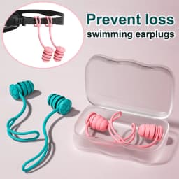Swimming Earplugs with Rope for Easy Attachment and to Prevent Loss. Three-Layer Sound Insulation. Soft Silicone Earplugs.