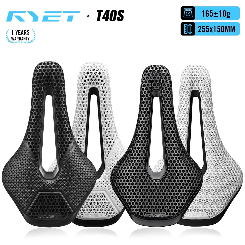 RYET 3D Printed Carbon Bike Saddle Ultralight MTB Road Fiber Bicycle Seating Cushion Comfortable Ventilated Cycling Seat Parts