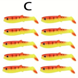 Ackibbik 10pcs Silicone Soft Bait Paddle Tail Swimbait 8cm Artificial Fishing Lure for Walleye Bass Pike Tackle T-Tail Swimbait
