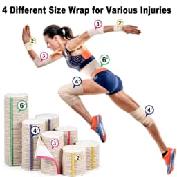 1Roll Premium Elastic Bandage Wrap,Cotton Latex Free Compression Bandage Wrap with Self-Closure,Support & First Aid for Sports