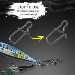 Duo Lock Snap Swivel High Strength Fishing Snap Clip Stainless Quick Change Fishing Snaps Solid Black Nickel 29lb-104lb