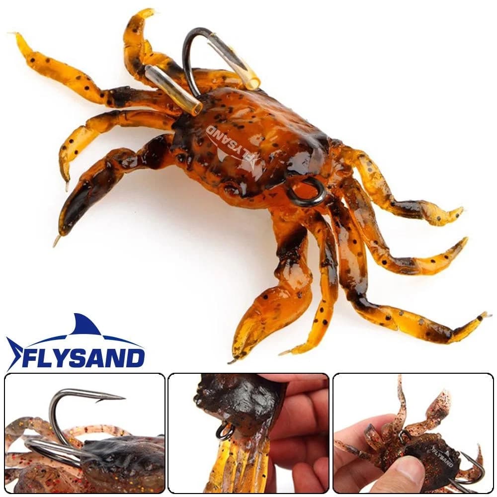 FLYSAND Silicone Soft Bait Bionic Crab Artificial Lifelike Sharp Hook Fishing Lure Freshwater Fish Jig Head Baits 1PC