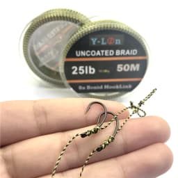 50m 8 Stand Camouflage Carp Fishing Line Soft Hook Link Carp Hooklink Uncoated Braid Line For Hair Rig 25 35LB Rigging Line