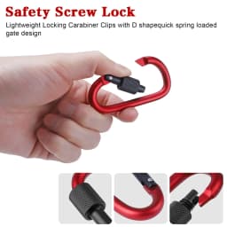 ZHUOHUA Carabiner Clips with Screw Gate,10 Pcs 3" Aluminum Carabiner D Shape Buckle Pack,Keychain Clip,Spring Snap Hook Buckle