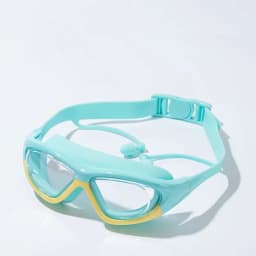 Children's High-definition Waterproof And Anti Fog Swimming Large Frame Glasses, Convenient Goggles Silicone Connected Earplugs