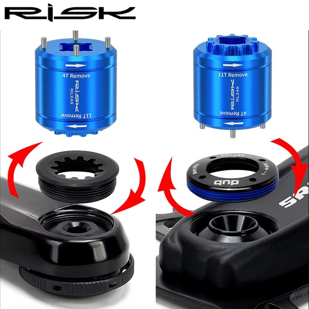 RISK Bike 2-in-1 Crank Cover Removal Tool Bicycle Crankset Cap Remover Extractor Installation Tools For DUB 11T XTR M9100