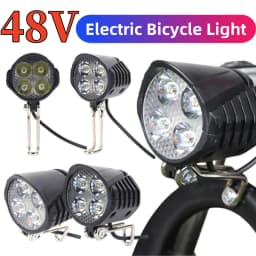 48V E-Bike Horn Light High Power Electric Bicycle Scooter LED Headlight Front Lamp Waterproof Outdoor Cycle Biking Accessories