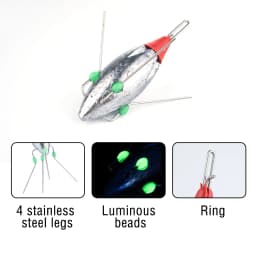 3Pcs Sputnik Fishing Sinker 3oz-8oz Surf Fishing Weight with Glow Bead Fast Sinking Casting Sinkers Catfish Beach Spider Weights