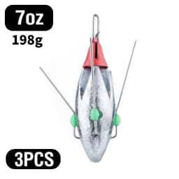 3Pcs Sputnik Fishing Sinker 3oz-8oz Surf Fishing Weight with Glow Bead Fast Sinking Casting Sinkers Catfish Beach Spider Weights