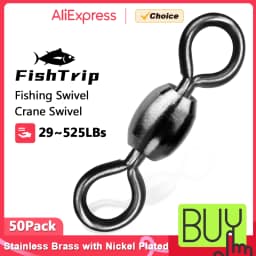 FishTrip 50Pcs Crane Swivels Rolling Swivels Stainless Steel Fishing Swivels Heavy Saltwater Fishing Tackles Black Nickel