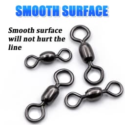 FishTrip 50Pcs Crane Swivels Rolling Swivels Stainless Steel Fishing Swivels Heavy Saltwater Fishing Tackles Black Nickel