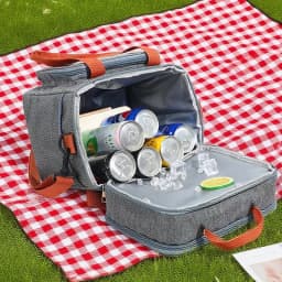 1PC Picnic Bags Double Layer Lunch Bag Thermal Insulation Food Drink Storage Tote Crossbody Cooler Picnic Supplies Storage Bags
