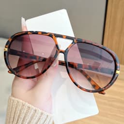 Hiking 2pcs Oversized Pilot Oval Frame Anti Light Glasses Women Punk Style Vintage Double Beam Shades For Lady Outdoor Eyewear