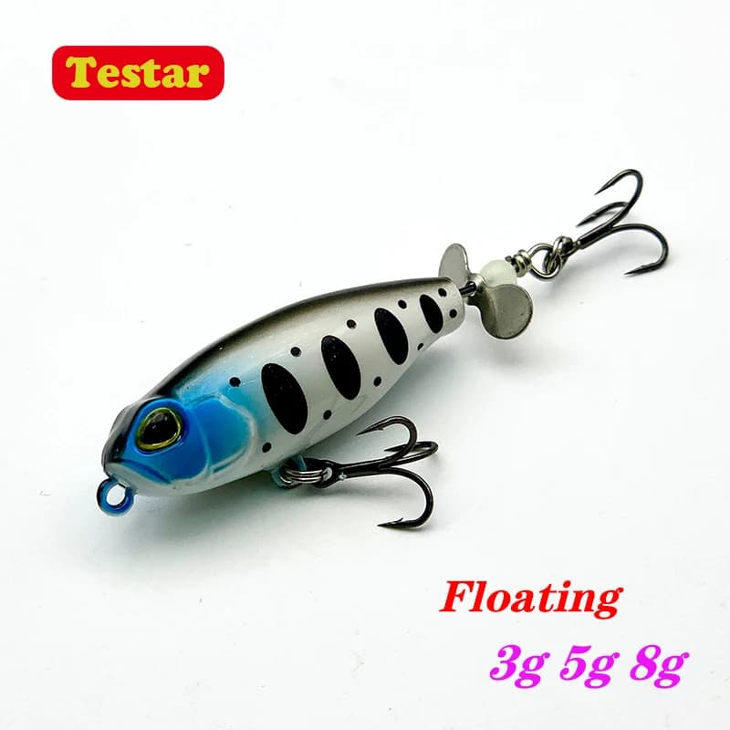 3g 5g 8g Testar Surface Propeller Pencil Bait Topwater Wobbles Artificial Free Rotating Spin Tail Trout Bass Pike Fishing Lure