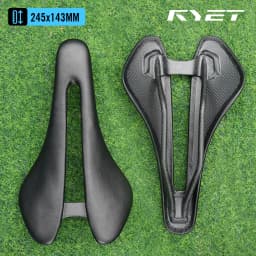 RYET Full Carbon Bicycle Saddle Ultralight 81g/87g Leather Top 7x9mm Carbon Rails 143/155mm for Road MTB Gravel Bike Accessory