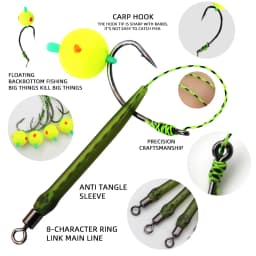 ZYZHE 5pcs/Bag Carp Fishing Rigs Size 2# 4# 6# 8# With Float Ball Reverse Bottom Fishing Bait Rigs Carp Fishing Hair Rigs