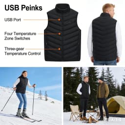 Winter Intelligent Heated Vest Fast Heating 25 Heating Zones 3 Temperature Settings 4-Zone Control USB Port for Men's Outdoor We