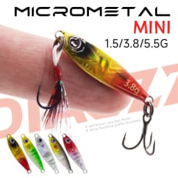 2Pcs Mini Metal Jig Fishing Lure 1.5g 3.8g 5.5g Small Bait with Feather Hook Laser Coating Spoon Trout Bass Freshwater Fishing